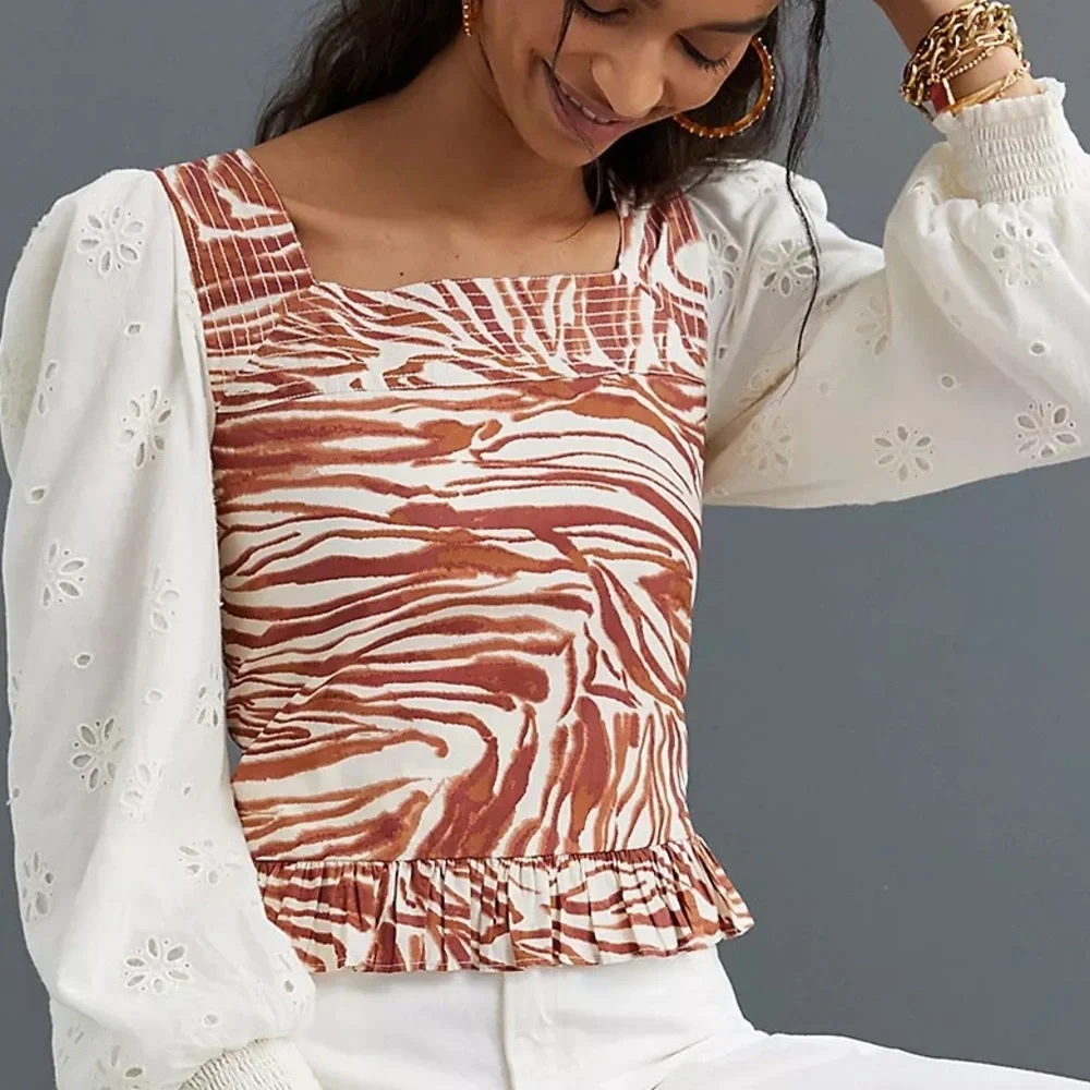 Love The Label Smocked Puff-Sleeve Blouse